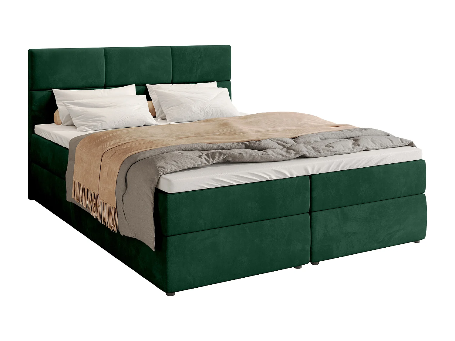 Lit boxspring avec rangement BOSTON - matelas - surmatelas - vert - 140x200 cm