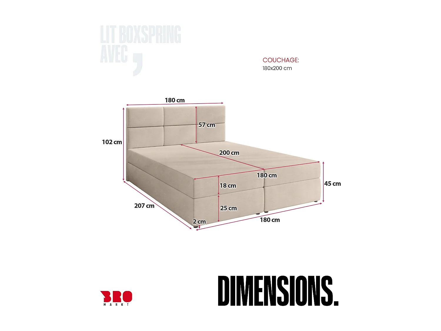 Lit boxspring avec rangement BOSTON - matelas - surmatelas - noir - 180x200 cm