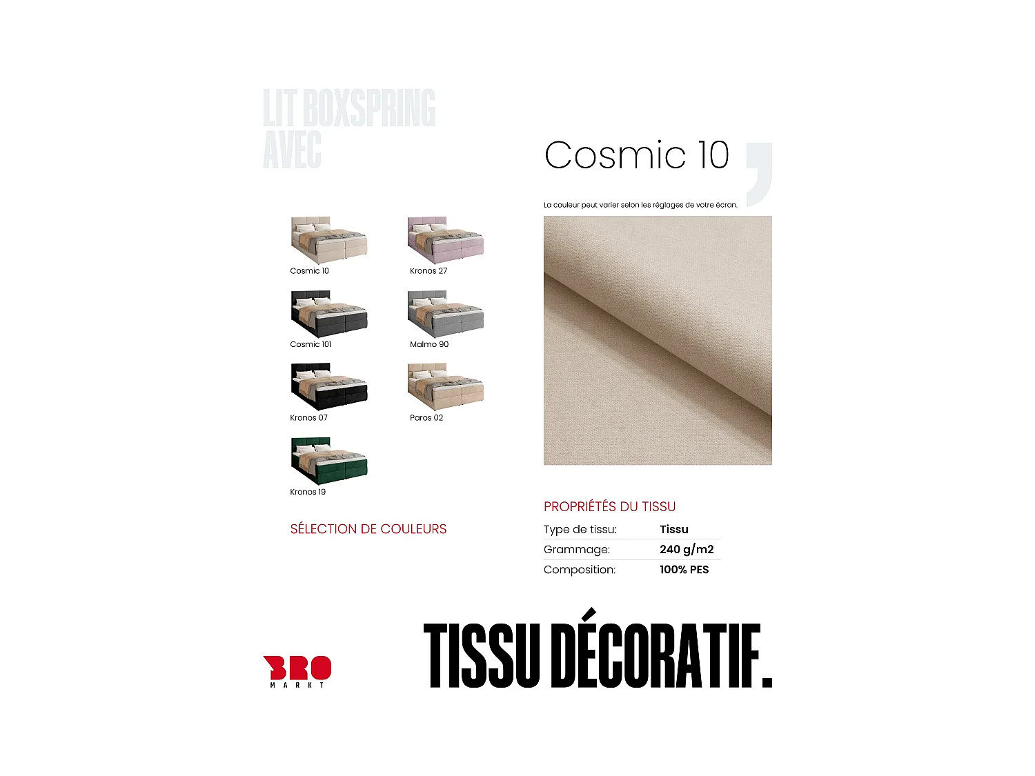 Boxspringbed met hoofdeinde, matras en dekmatras - BOSTON - 140x200 - beige