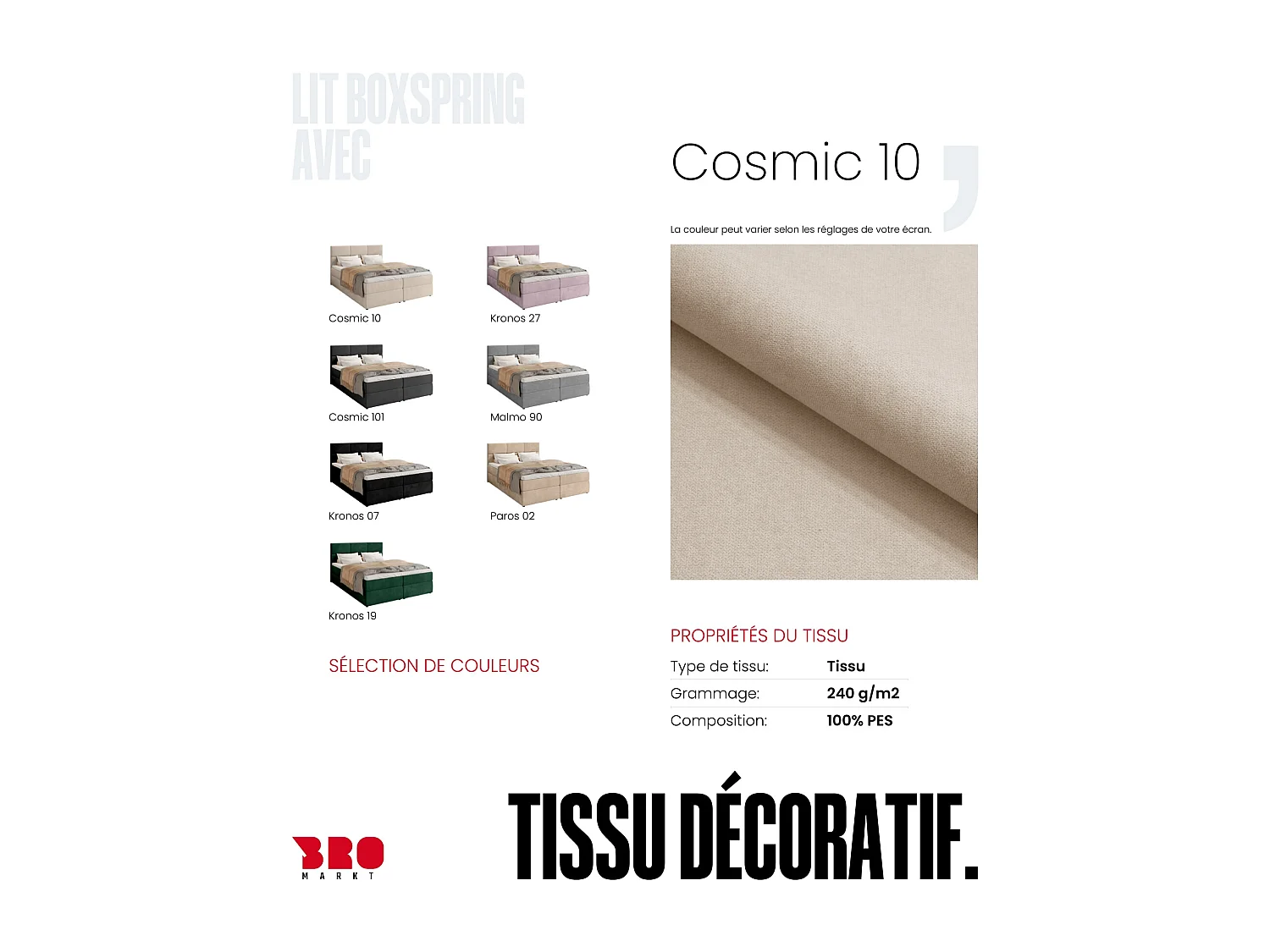 Lit boxspring avec rangement BOSTON - matelas - surmatelas - beige - 140x200 cm