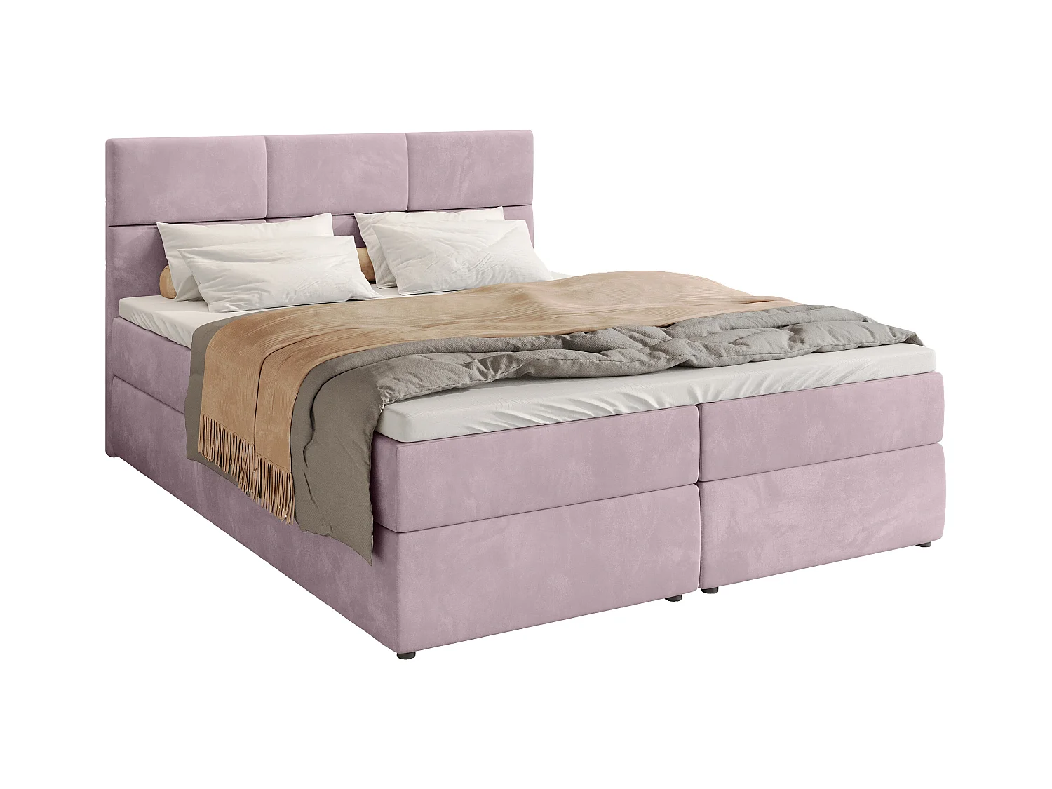 Boxspringbed met hoofdeinde, matras en dekmatras - BOSTON - 180x200 - poederroze