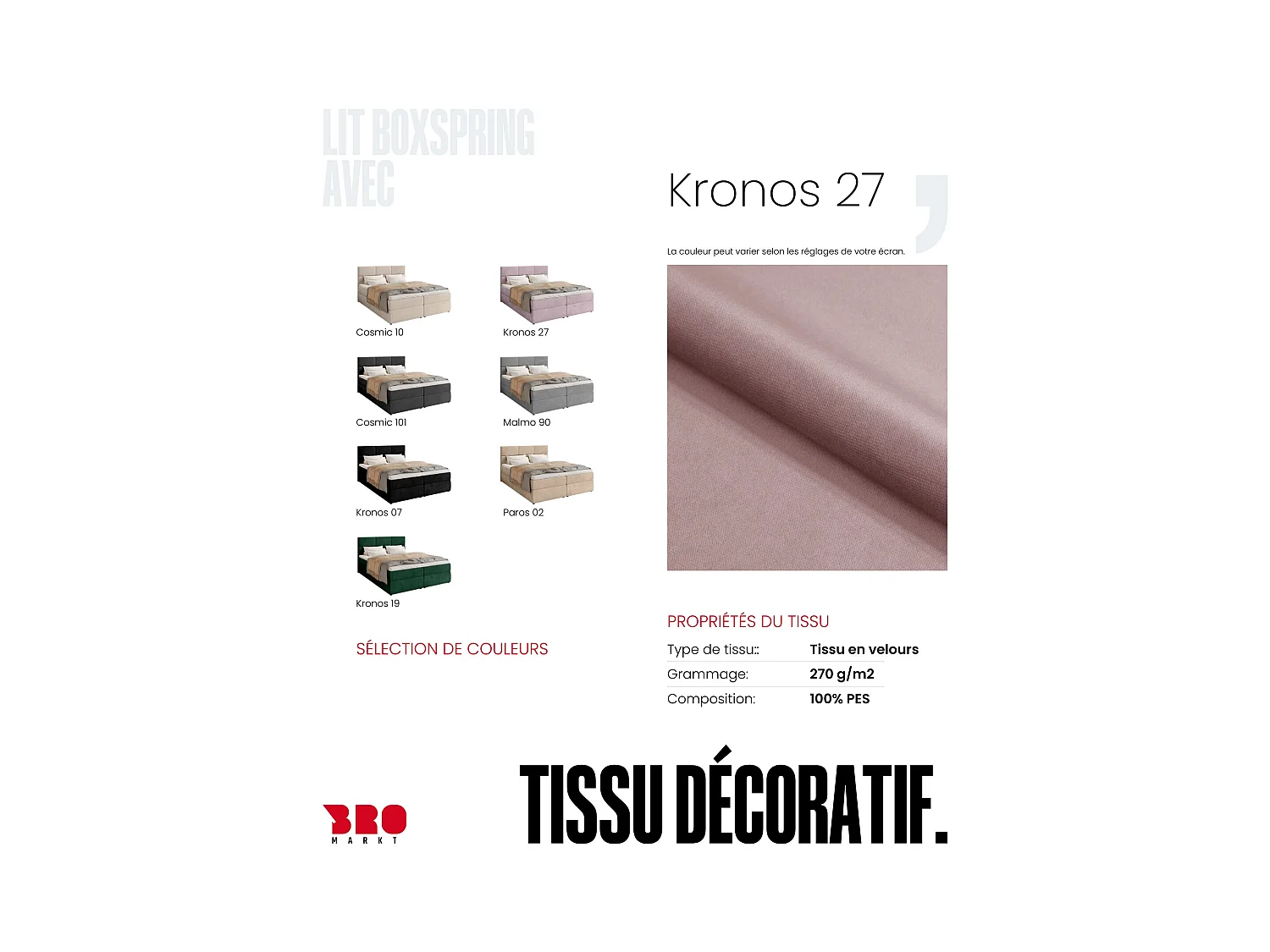 Boxspringbed met hoofdeinde, matras en dekmatras - BOSTON - 180x200 - poederroze