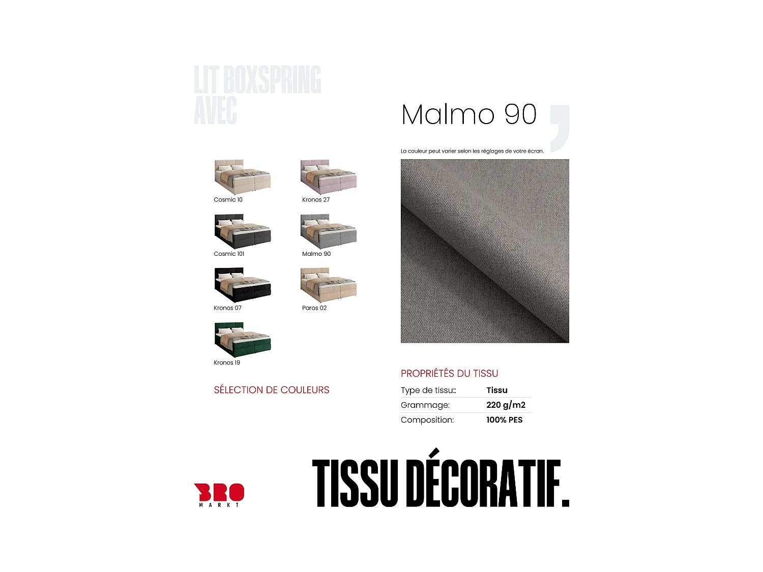 Boxspringbed met hoofdeinde, matras en dekmatras - BOSTON - 180x200 - grijs