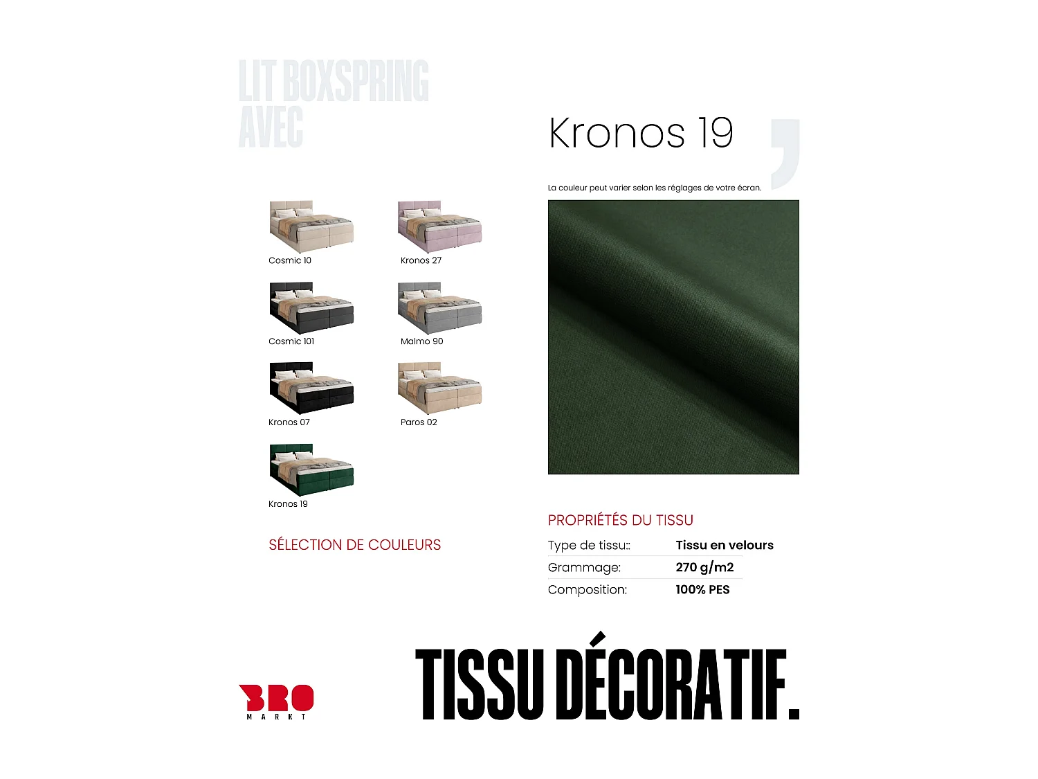 Lit boxspring avec rangement BOSTON - matelas - surmatelas - vert - 180x200 cm