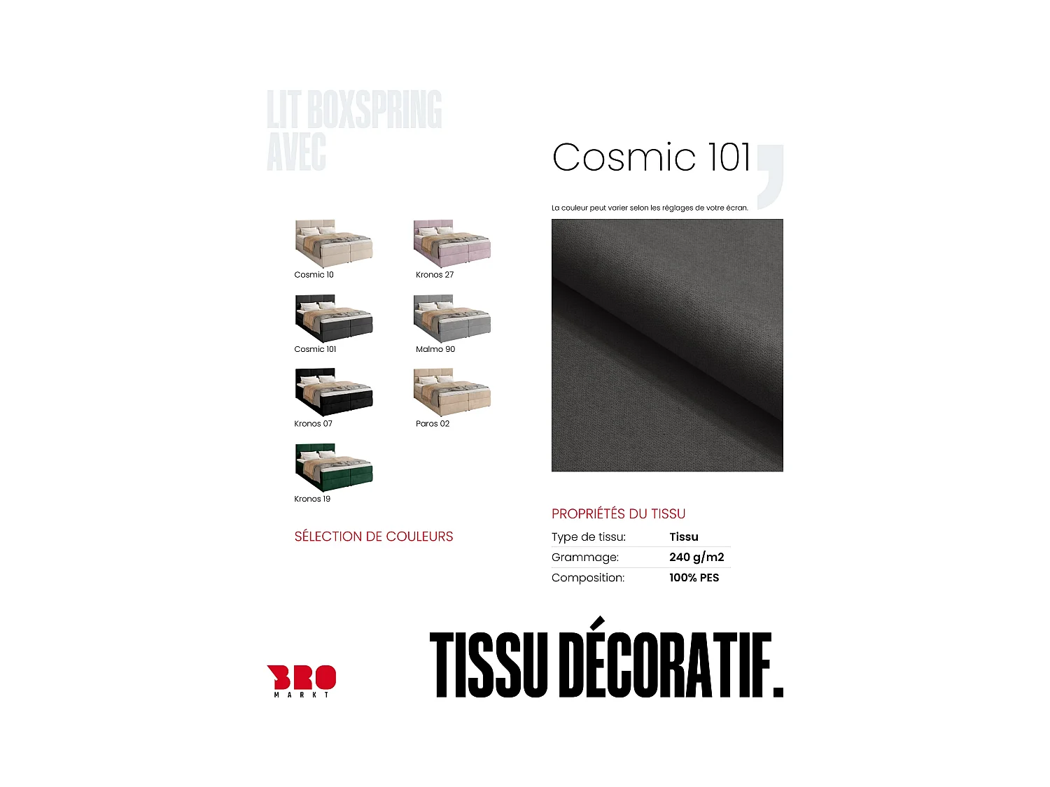 Boxspringbed met hoofdeinde, matras en dekmatras - BOSTON - 160x200 - donkergrijs