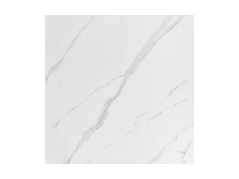 Table à manger ronde baroque 120 cm aspect marbre, pieds argentés CANICA