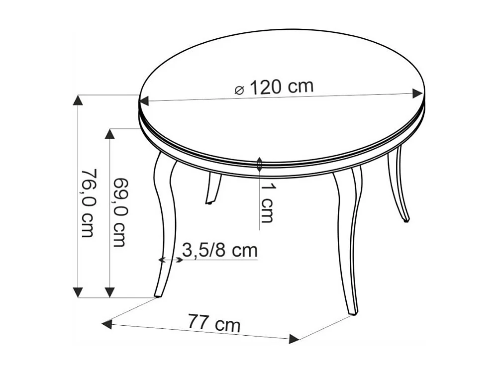 Table ronde 120cm pieds dorés et plateau noir en verre CANICA