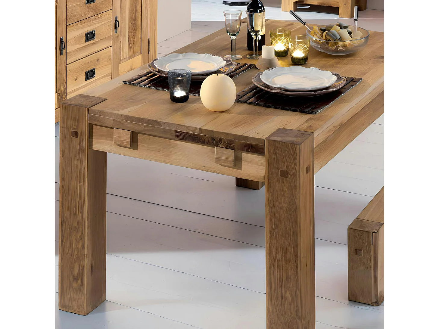 Table à manger extensible bois de chêne 180-280 FJORD