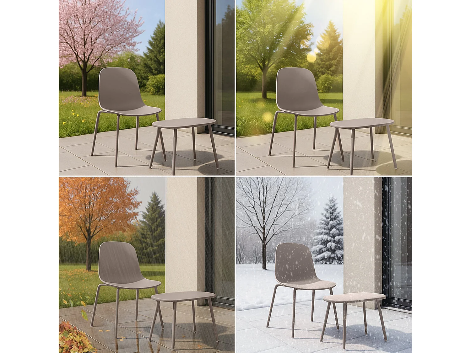 Ensemble de jardin - Table + 2 Chaises - Veldin