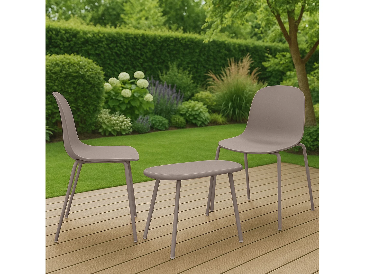 Ensemble de jardin - Table + 2 Chaises - Veldin