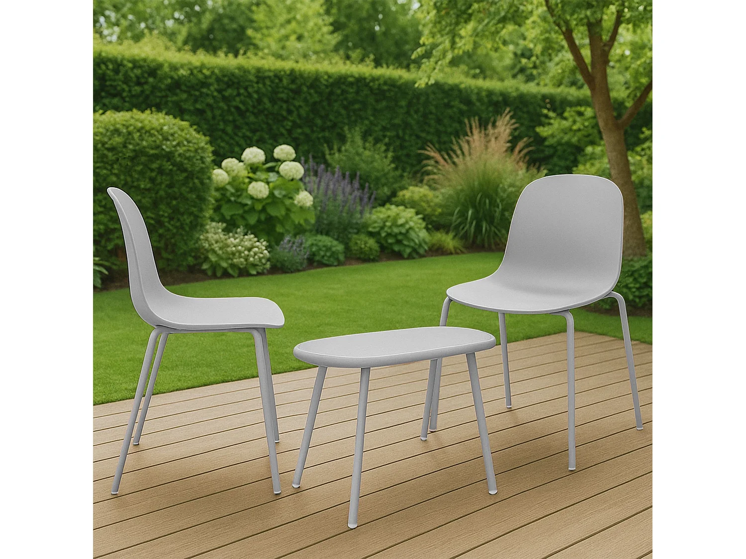 Ensemble de jardin - Table + 2 Chaises - Veldin