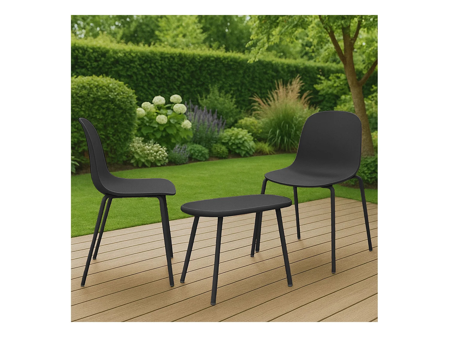 Ensemble de jardin - Table + 2 Chaises - Veldin