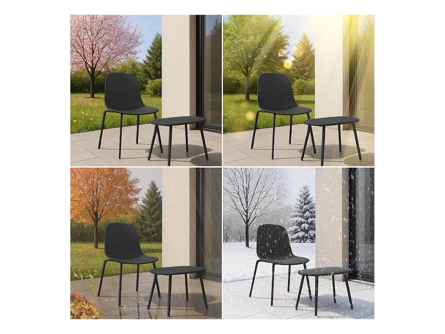 Ensemble de jardin - Table + 2 Chaises - Veldin