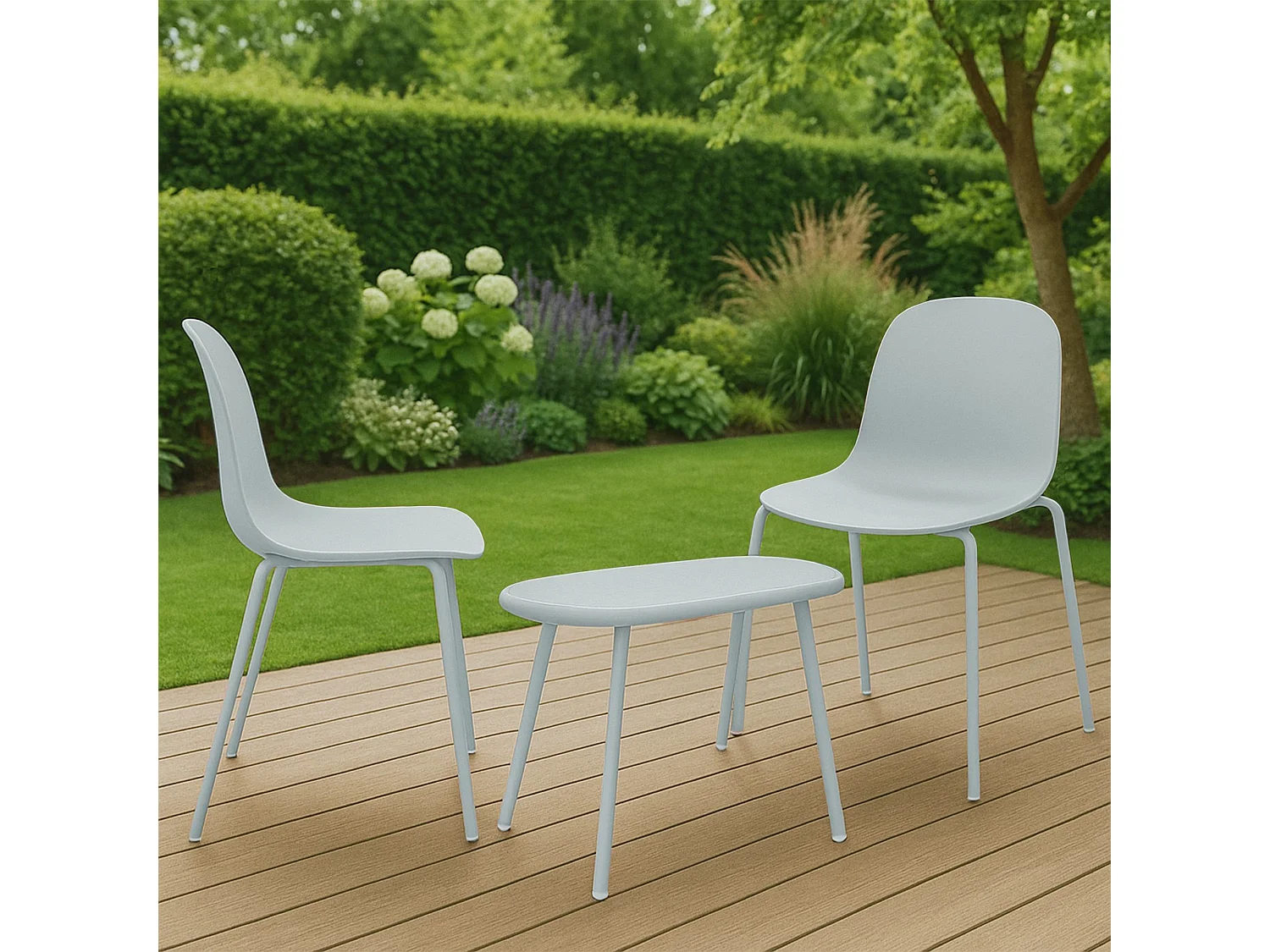 Ensemble de jardin - Table + 2 Chaises - Veldin