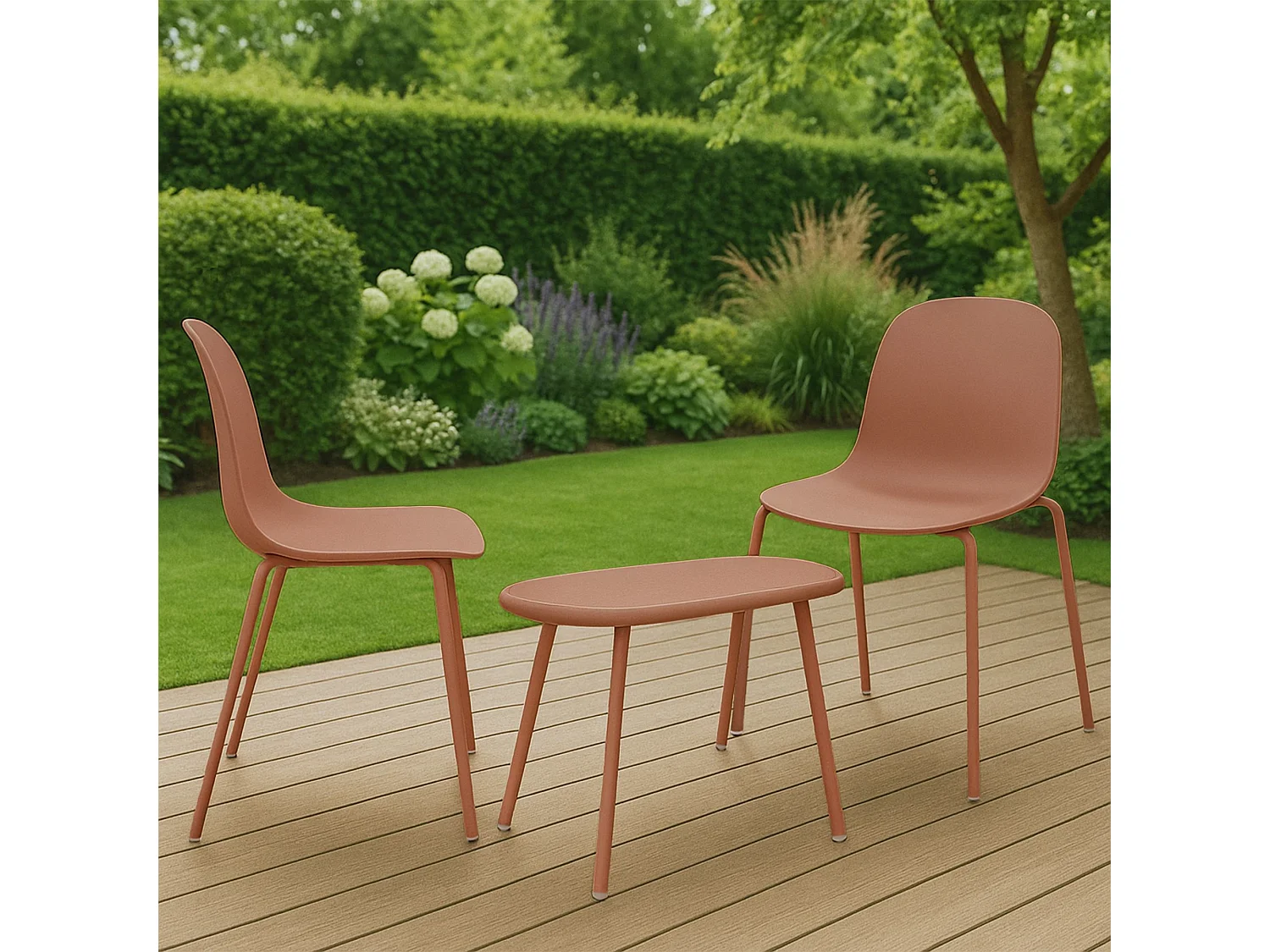 Ensemble de jardin - Table + 2 Chaises - Veldin