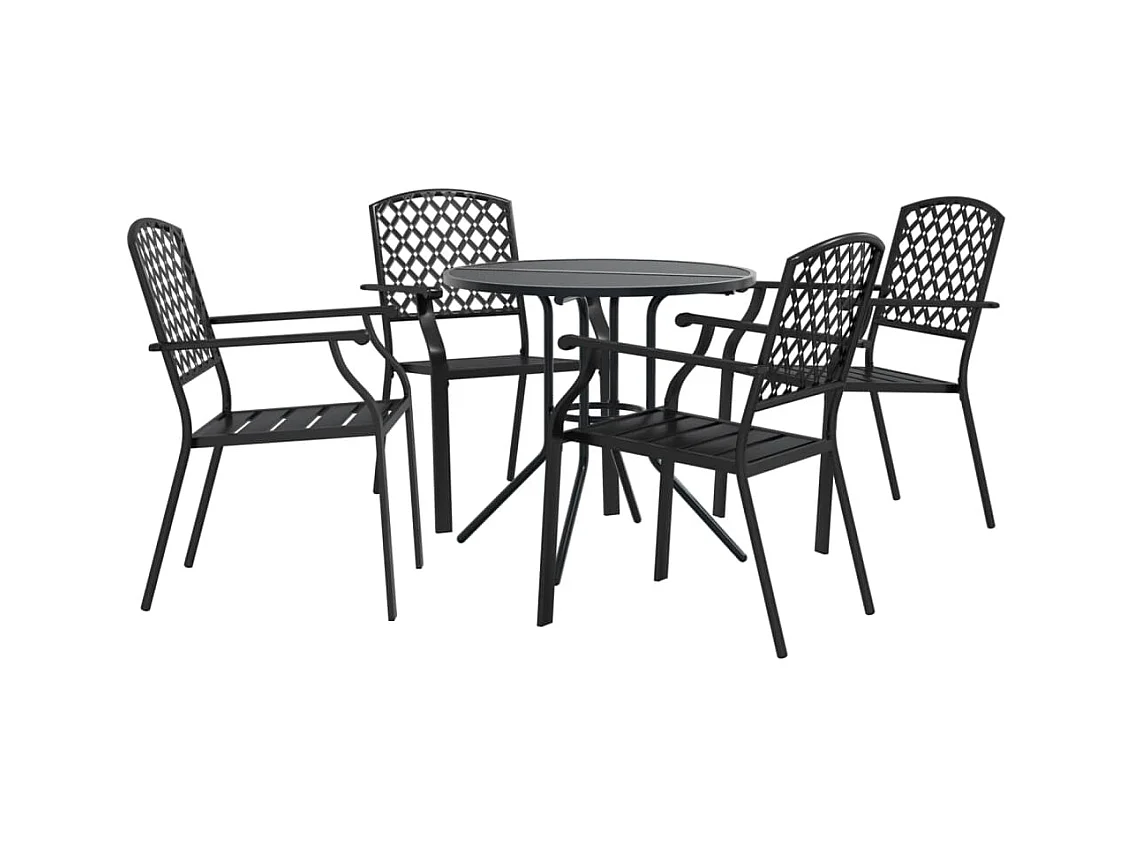 Gartenstuhl-Set 5-tlg. Stapelbar Pulverbeschichteter Stahl