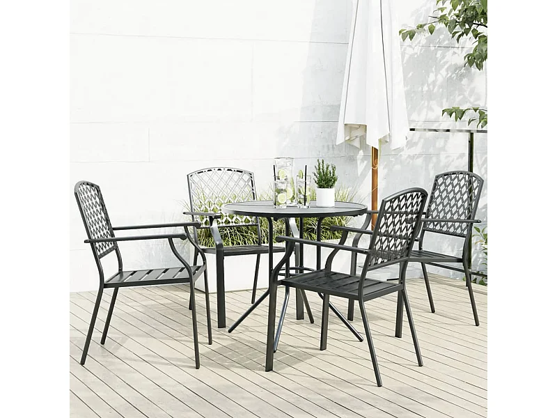 Ensemble de chaises de jardin empilables 5 pcs anthracite