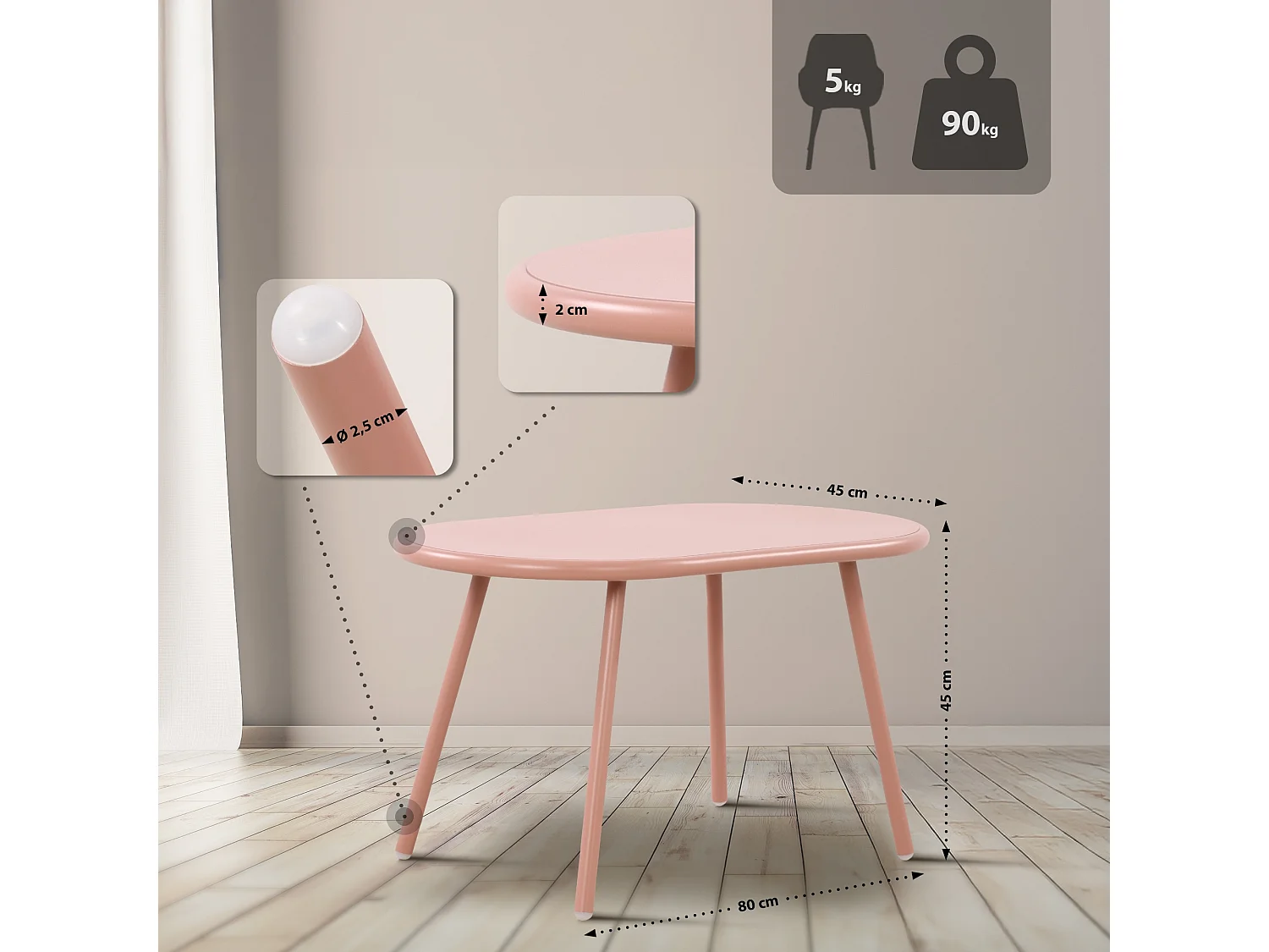 Ensemble de jardin - Table + 2 Chaises - Veldin