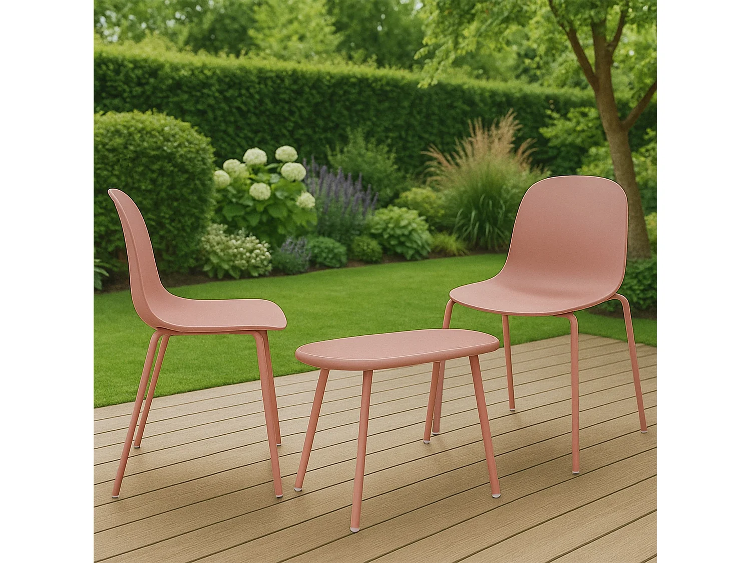 Ensemble de jardin - Table + 2 Chaises - Veldin