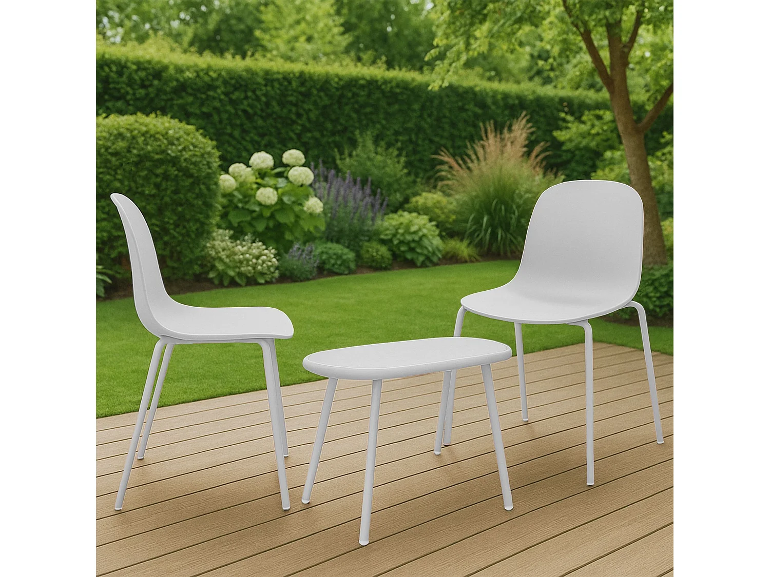 Ensemble de jardin - Table + 2 Chaises - Veldin