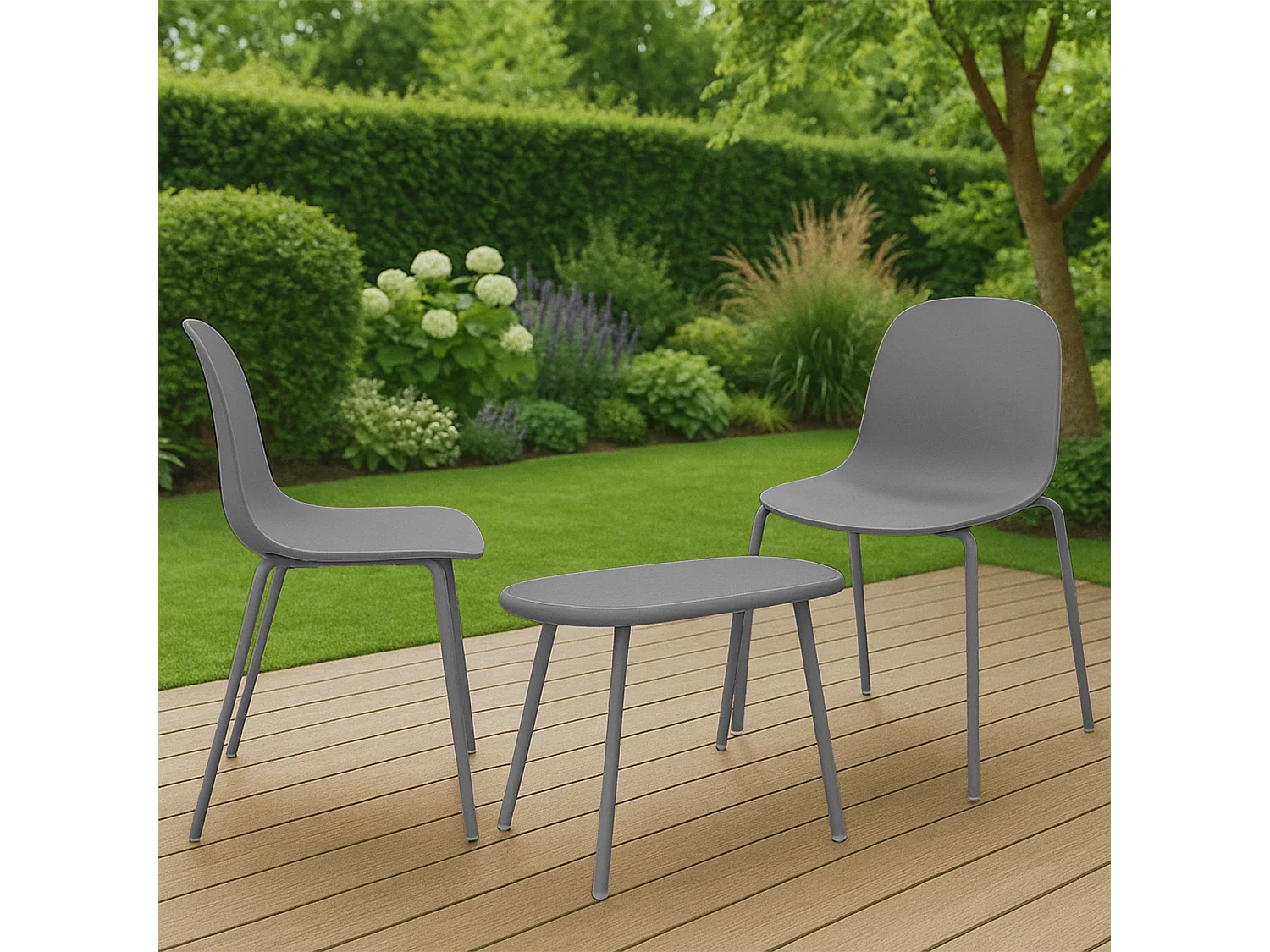 Ensemble de jardin - Table + 2 Chaises - Veldin