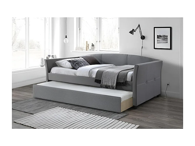 Lit Sanna (90x200)/matelas inclus/grise