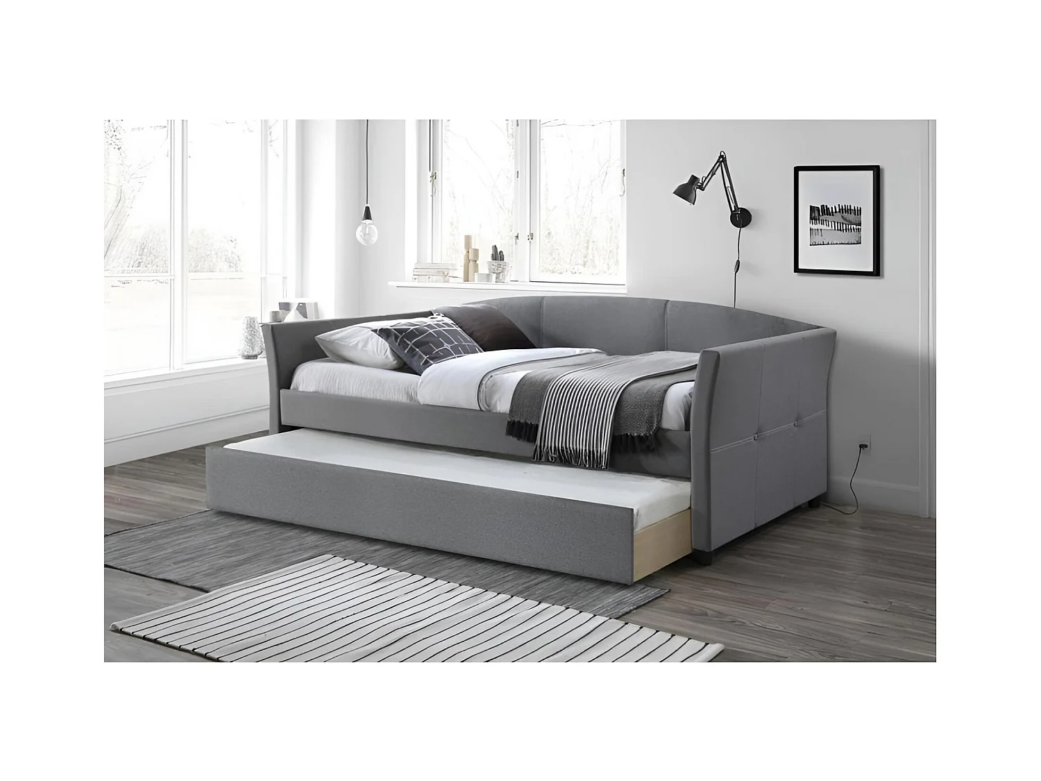 Letto Sanna (90x200)/materasso incluso/grigio