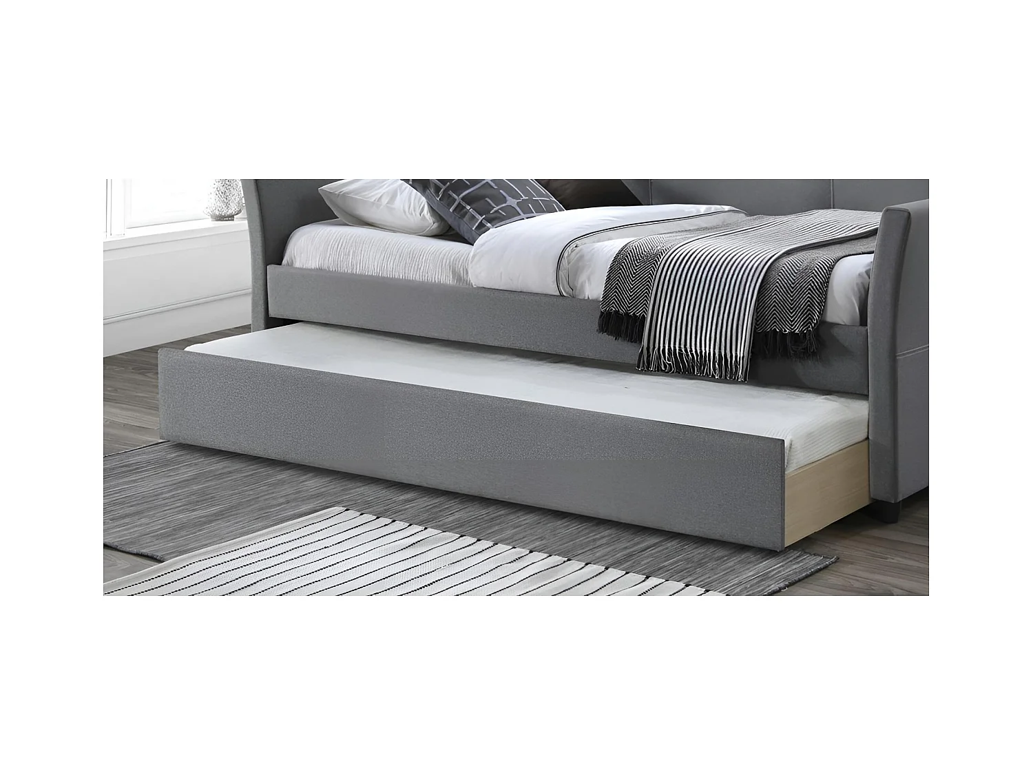 Letto Sanna (90x200)/materasso incluso/grigio
