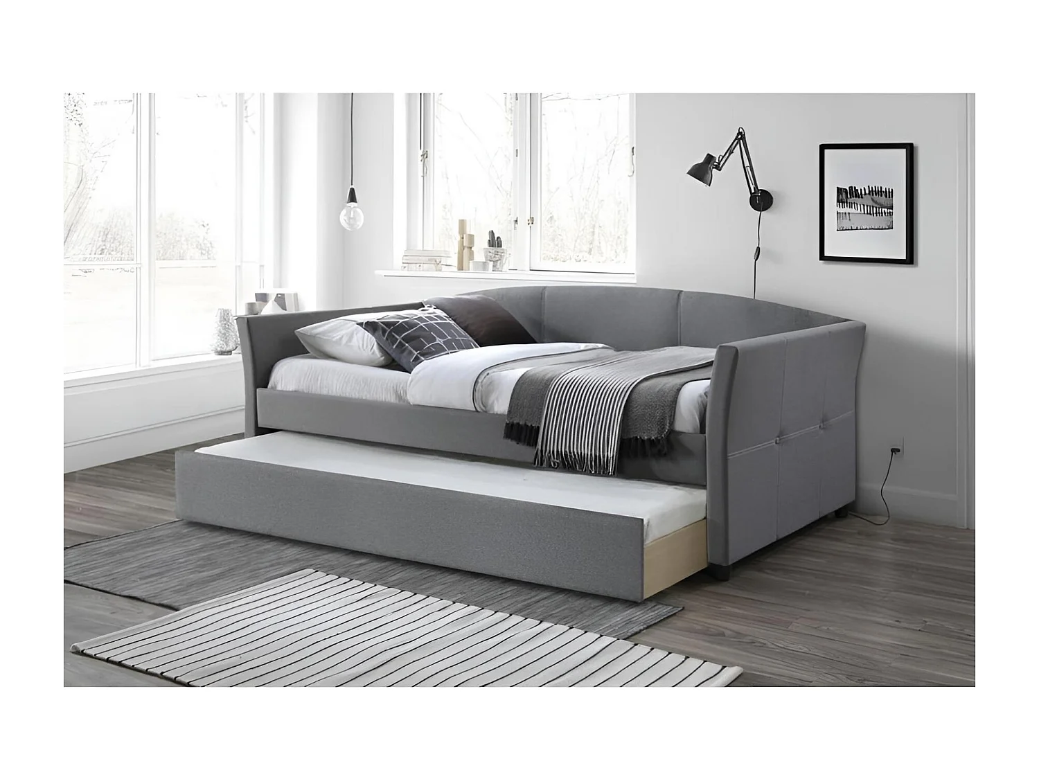 Letto Sanna (90x200)/materasso incluso/grigio