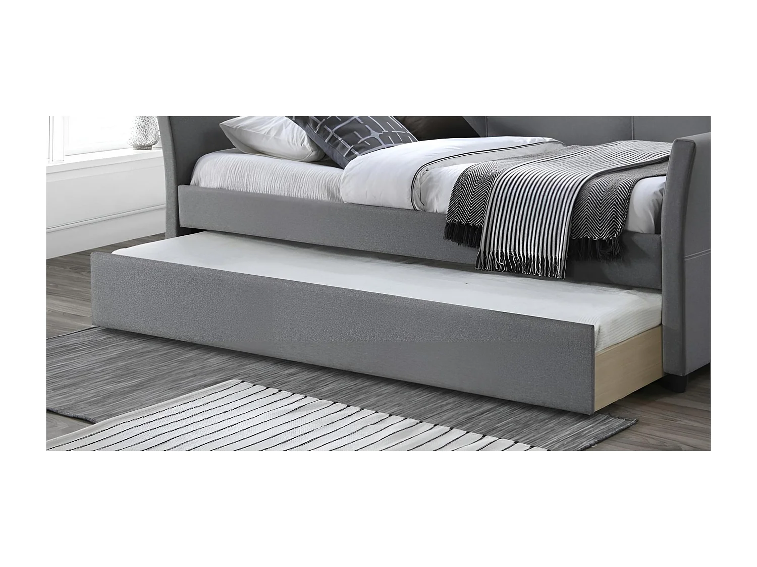 Letto Sanna (90x200)/materasso incluso/grigio
