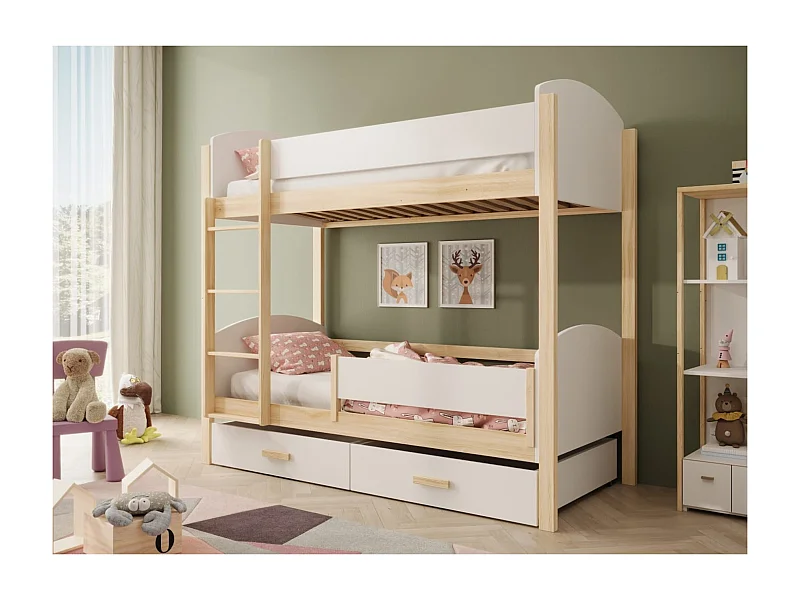 Lit Kori Lux (80x180)/matelas inclus/Beige&Blanc