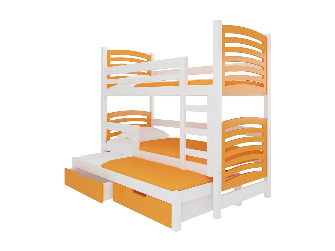 Bett Sora (80x180)/Matratze inklusive/Weiß/orange