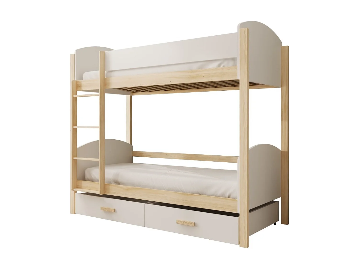 Letto Kori (80x180)/materasso incluso/Bianco&Marrone