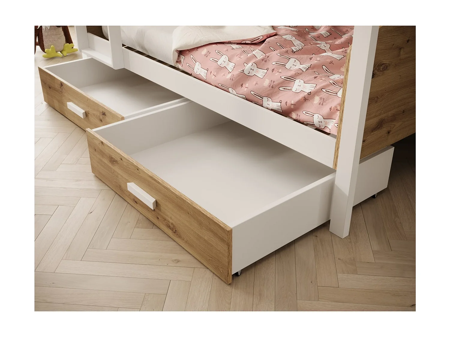 Letto Kori (80x180)/materasso incluso/Marrone&Bianco