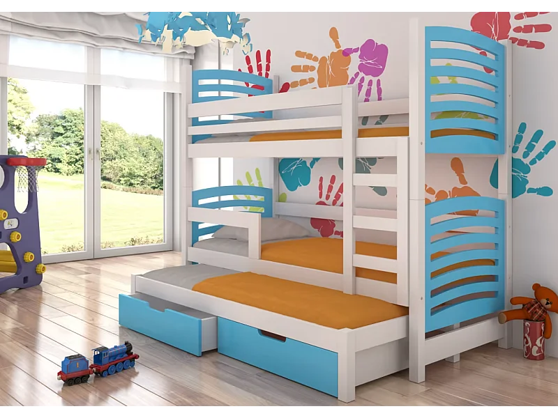 Letto Sora (80x180)/materasso incluso/bianco/blu