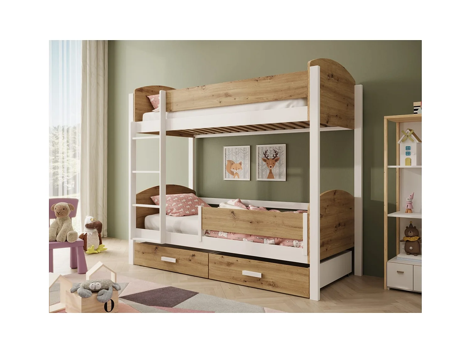 Bett Kori Lux (80x180)/Matratze inklusive/Braun&Weiss