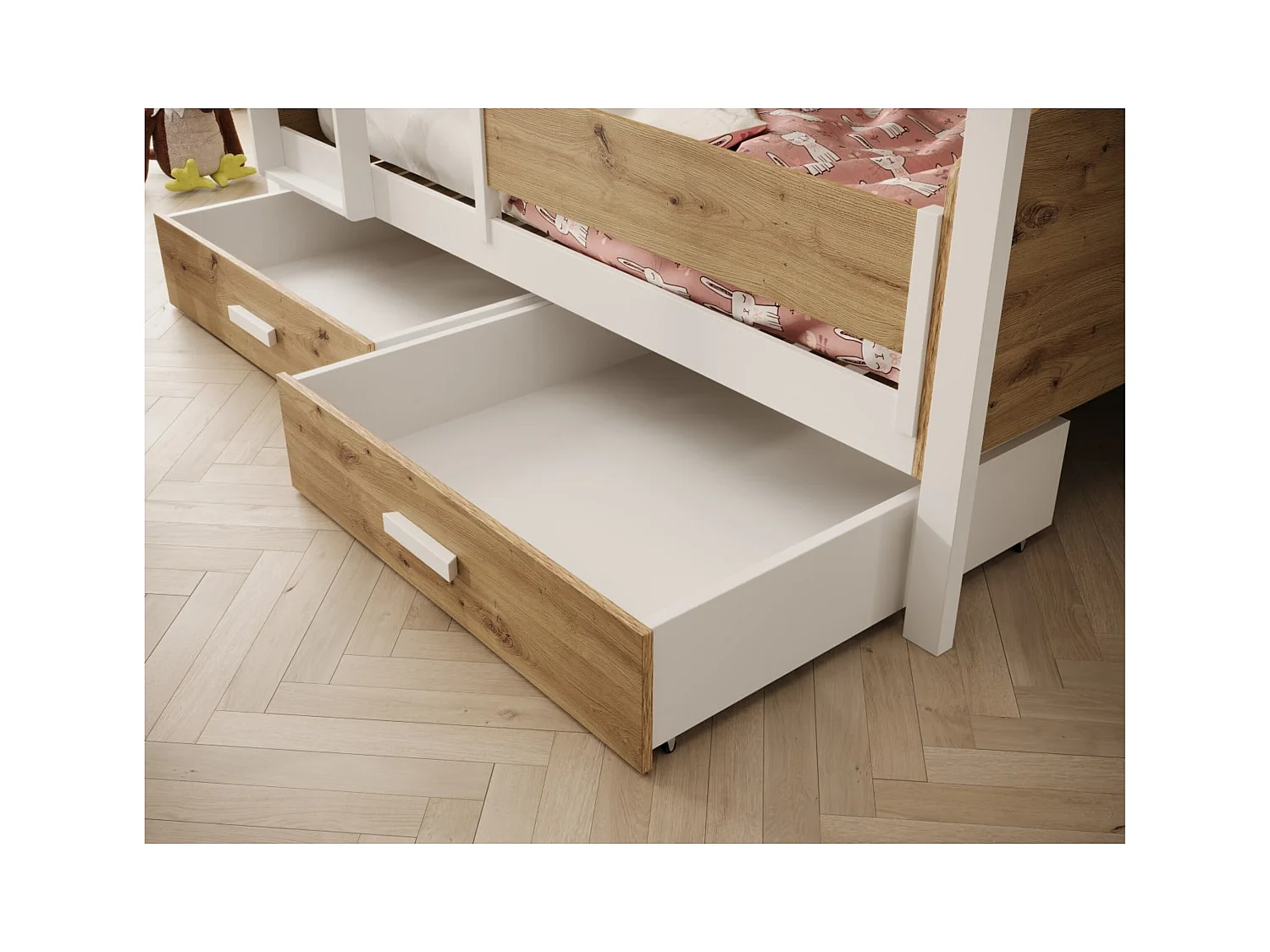 Bett Kori Lux (80x180)/Matratze inklusive/Braun&Weiss