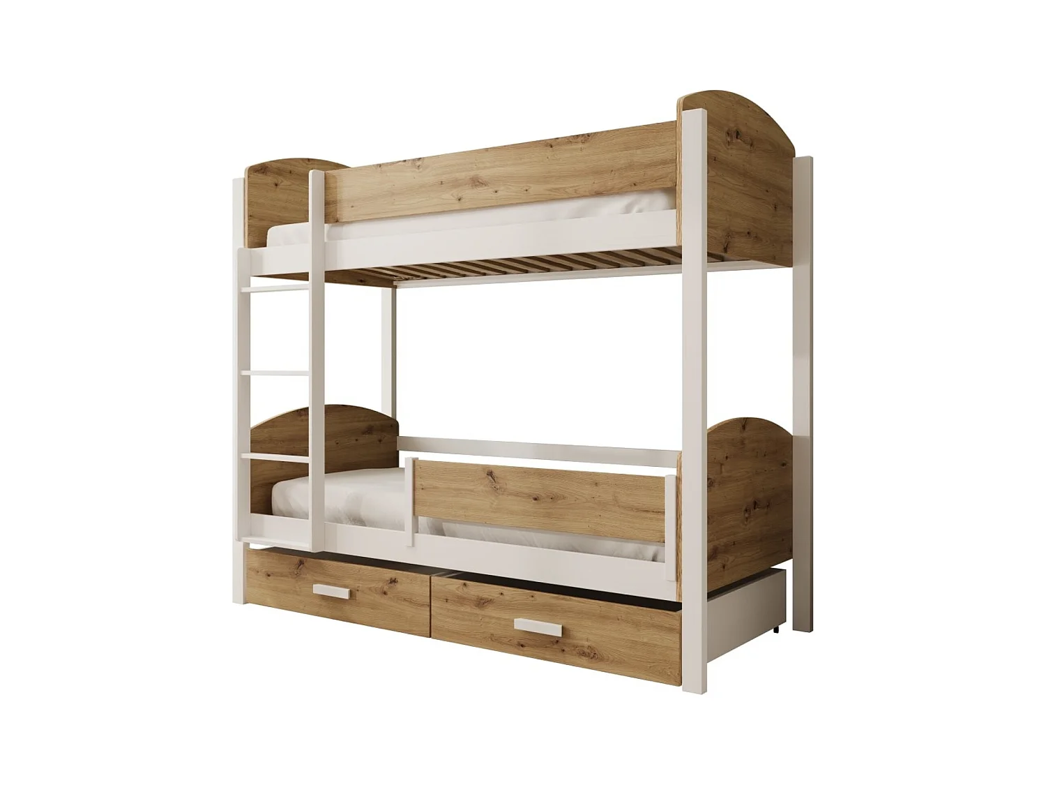 Bett Kori Lux (80x180)/Matratze inklusive/Braun&Weiss