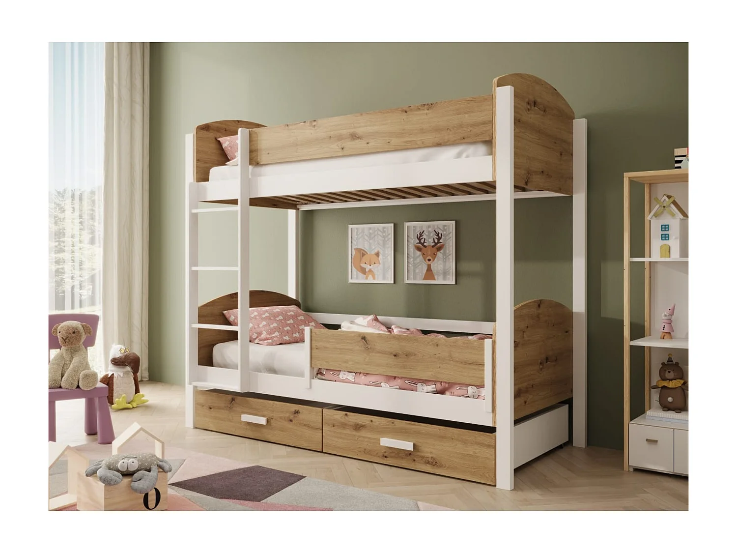 Bett Kori Lux (80x180)/Matratze inklusive/Braun&Weiss