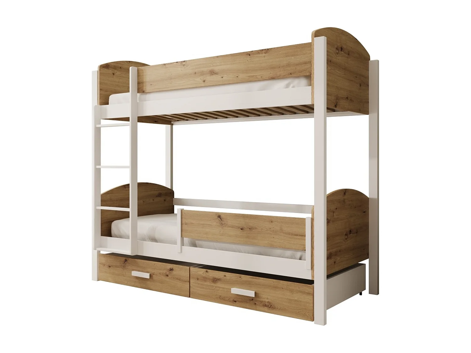 Bett Kori Lux (80x180)/Matratze inklusive/Braun&Weiss