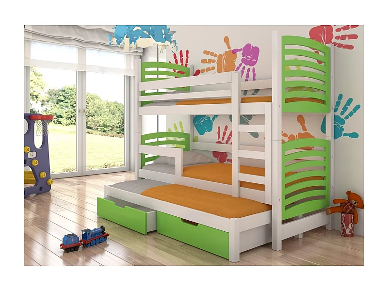 Bett Sora (80x180)/Matratze inklusive/Weiß/Grün