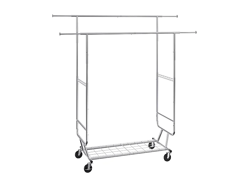 Portant à Vêtements, SucceBuy Porte-Vêtements Robuste, Double Tringle de Suspension, Capacité de 272 kg, Acier Durable