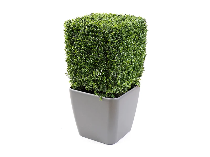 Plante artificielle haute gamme Spécial extérieur, Buis carré artificiel couleur vert - Dim : 50 x 32 x 32 cm
