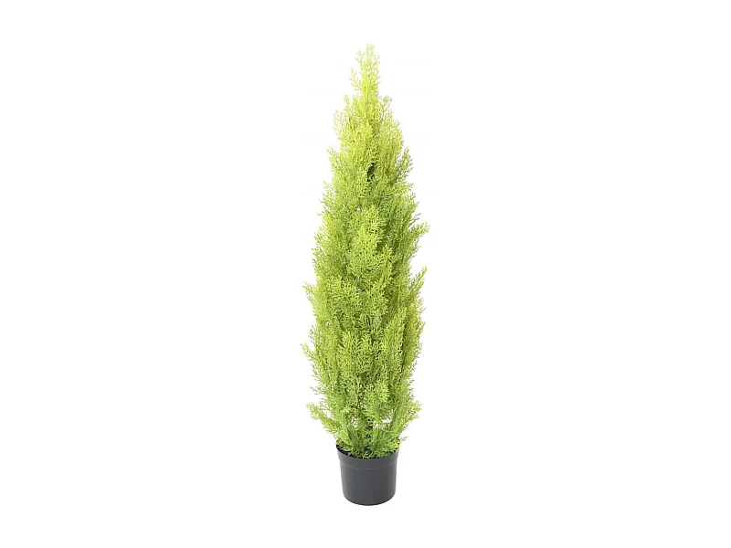 Plante artificielle haute gamme Spécial extérieur / Cyprès artificiel coloris vert/jaune - Dim : 125 x 25 cm