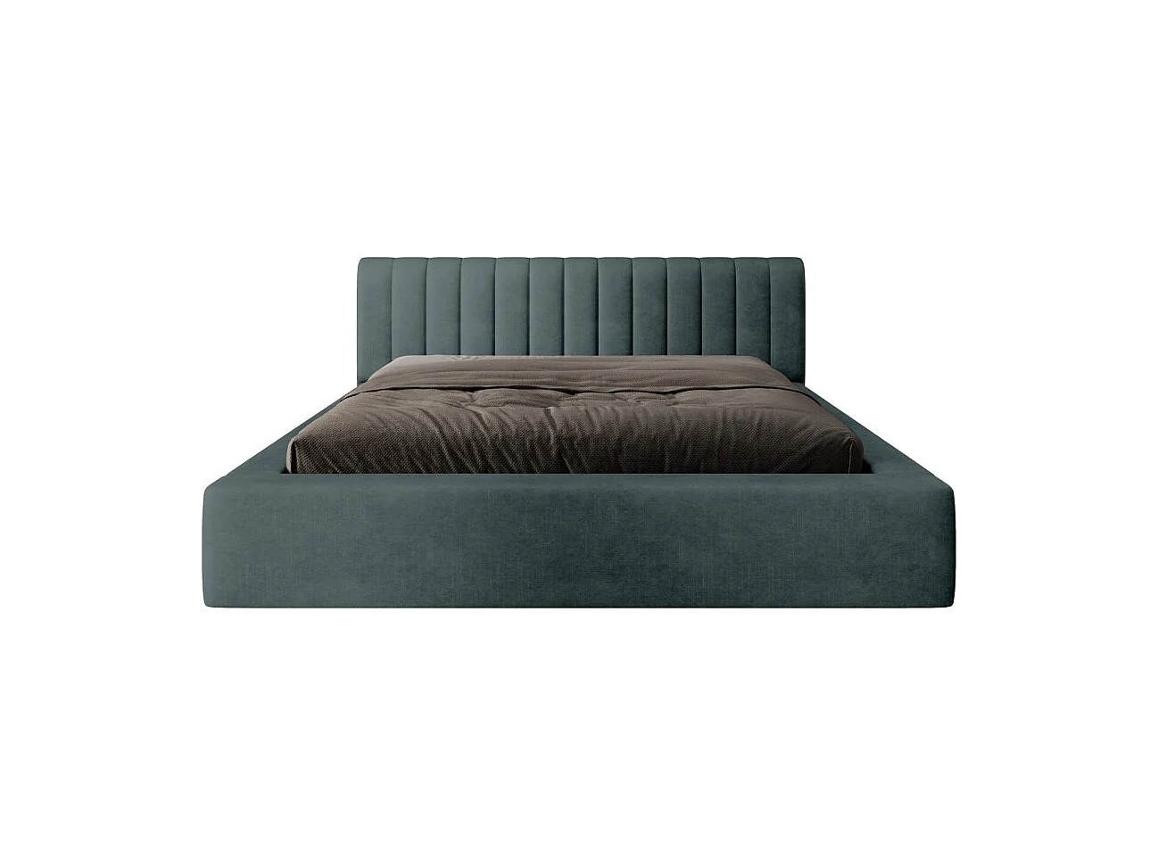 Cama baú CERVIN – Veludo suave Noite Esmeralda – 180x200 cm – Estrado elevatório – Design elegante