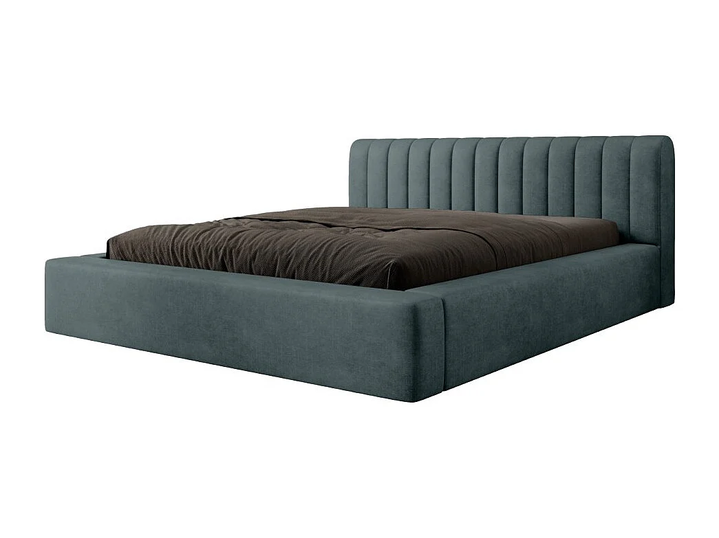Cama baú CERVIN – Veludo suave Noite Esmeralda – 180x200 cm – Estrado elevatório – Design elegante