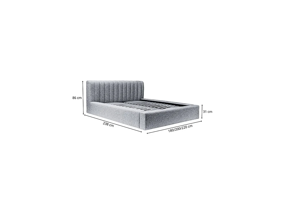 Bed met opbergruimte CERVIN – Zacht fluweel Nachtelijke Salie – 160x200 cm – Opklapbare lattenbodem – Elegant ontwerp