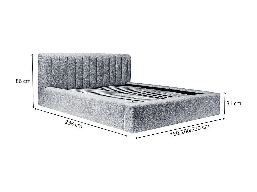 Lit coffre CERVIN – Veludo suave Noite Esmeralda – 140x200 cm – Estrado elevatório – Design elegante