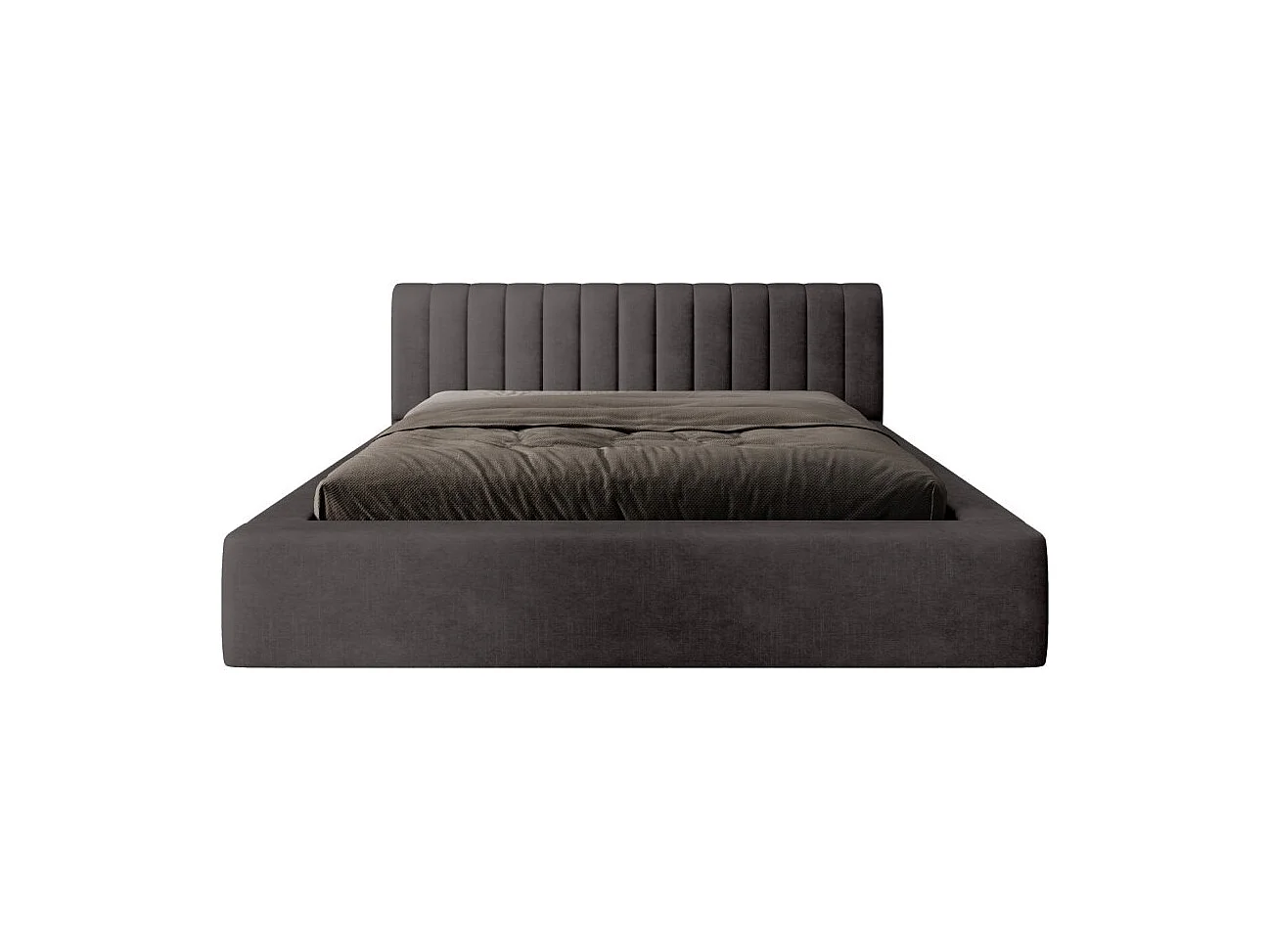 Cama con canapé CERVIN – Tejido rizado Nube arenosa – 180x200 cm – Somier elevable – Diseño contemporáneo