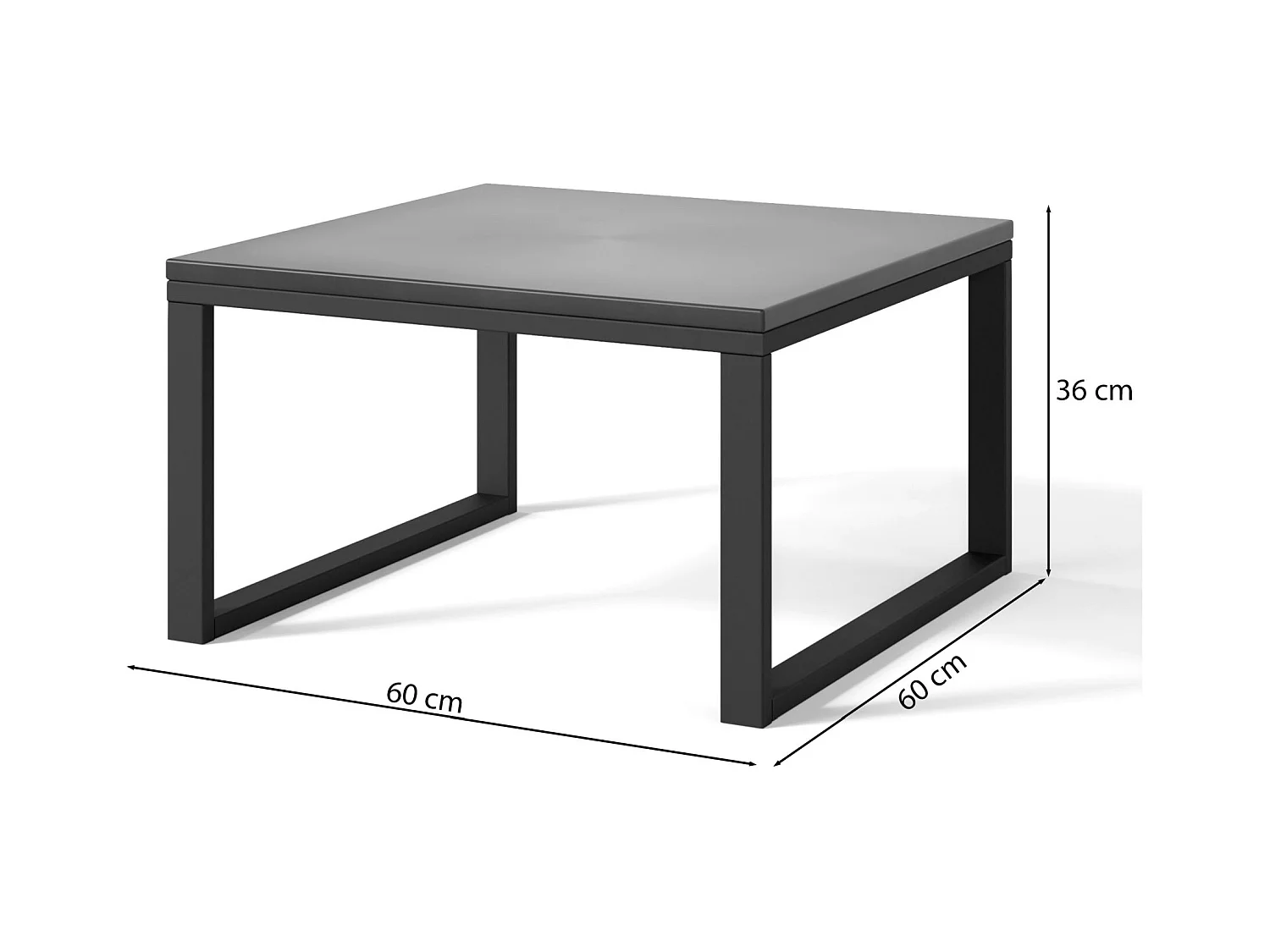 Gartentisch - Betonoptik / graues Gestell - 60x60 cm - DYWILLY